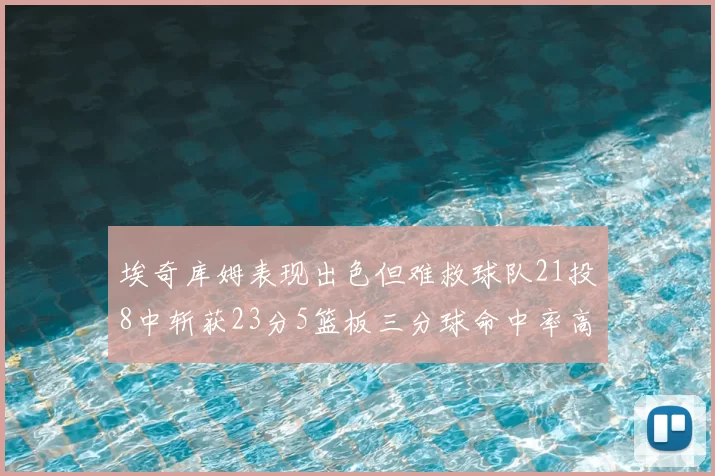 埃奇库姆表现出色但难救球队21投8中斩获23分5篮板三分球命中率高达45