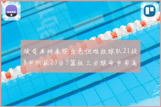 埃奇库姆表现出色但难救球队21投8中斩获23分5篮板三分球命中率高达45